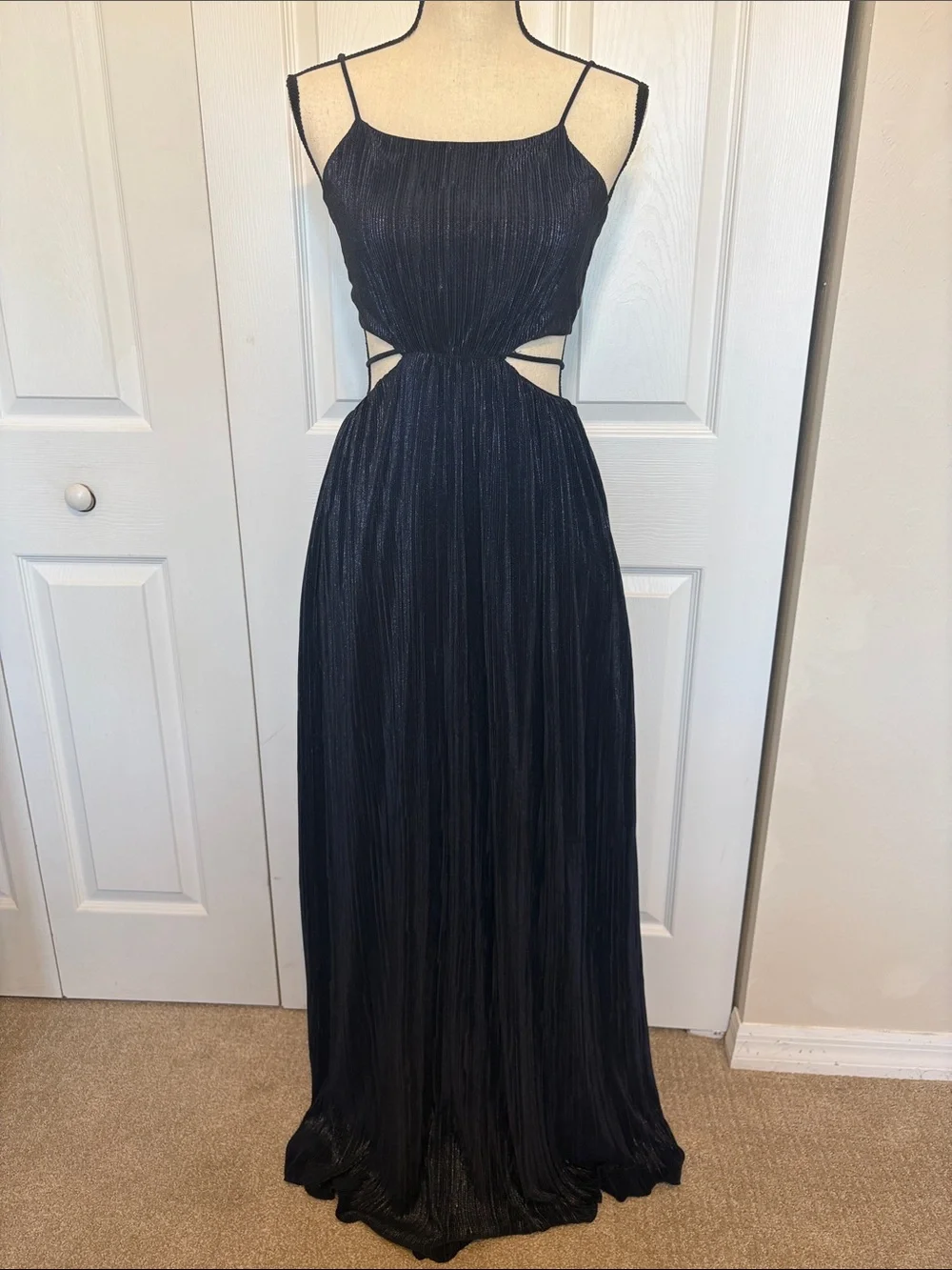 NWOT Jonathan Simkhai Daisy Metallic Cutout Pleated Maxi Gown. Size 2 & 4